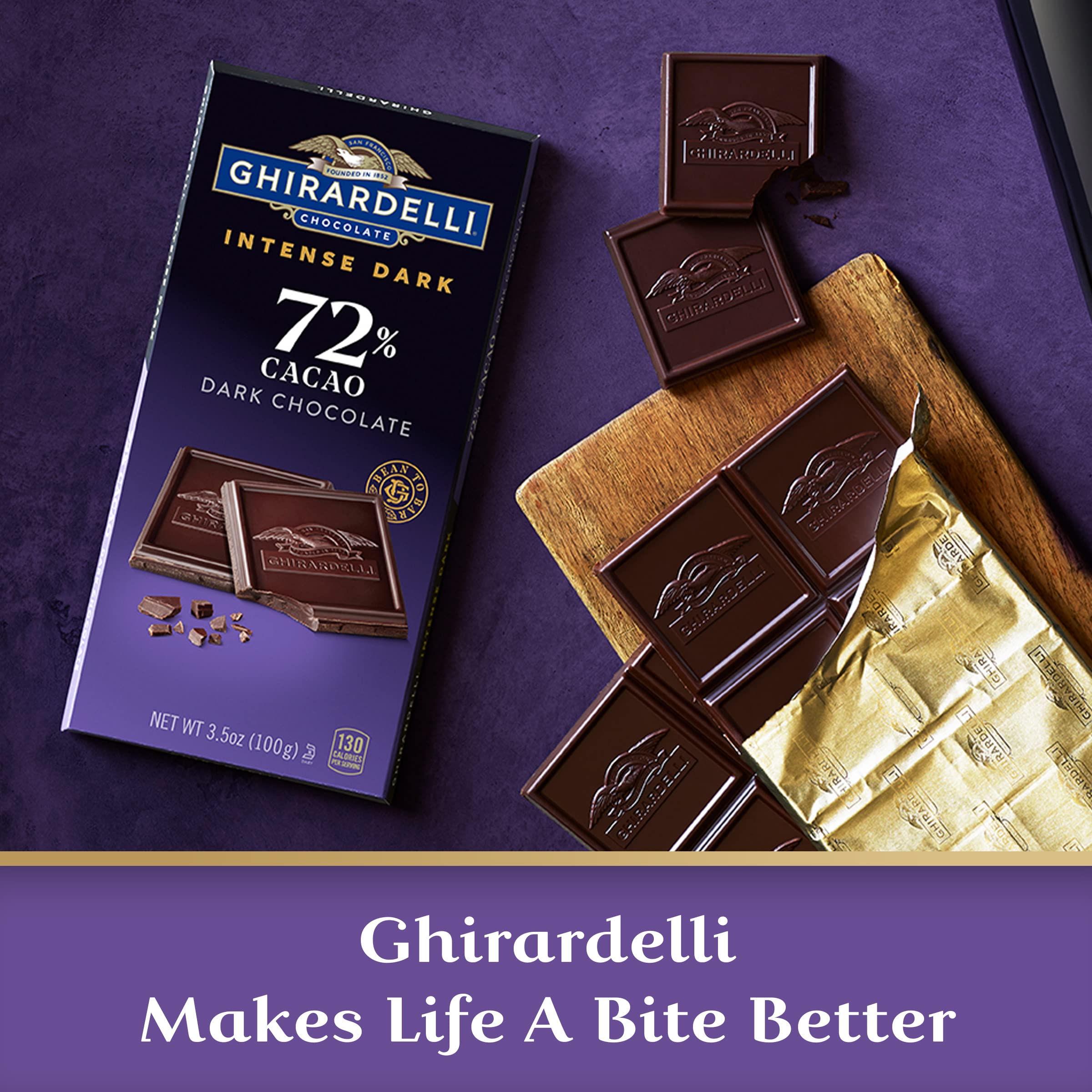 Ghirardelli Intense Dark 72% bar blackberry note; berry nuance enhances depth.