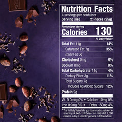 Ghirardelli Intense Dark 72% bar sliced open; reveals rich interior for tasting.