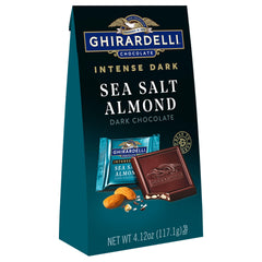 Ghirardelli Intense Dark Sea Salt Almond Square packaging is ready for gifting and sharing.