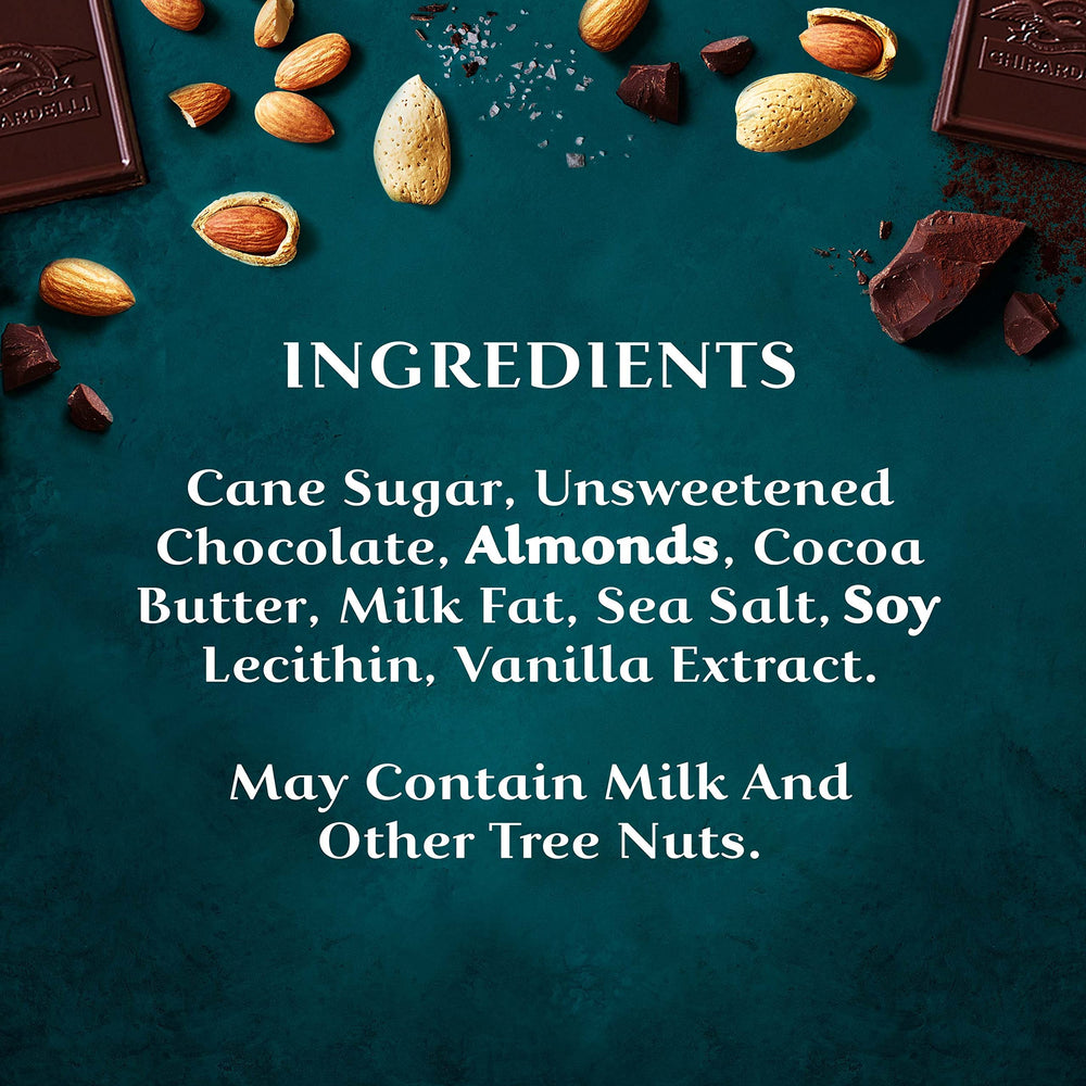 Roasted almonds peek through the dark chocolate for a satisfying crunch.
