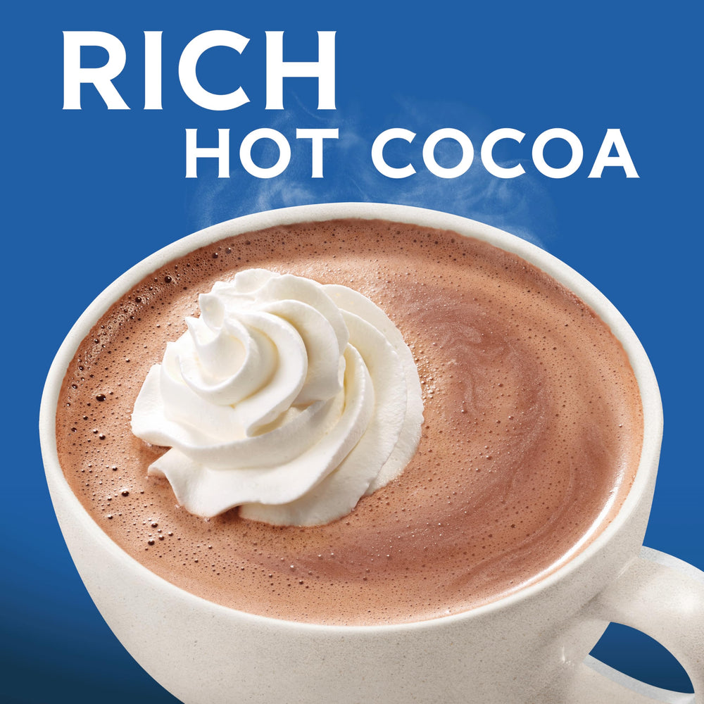 Ghirardelli kosher-certified label on hot cocoa mix for trusted preparation.