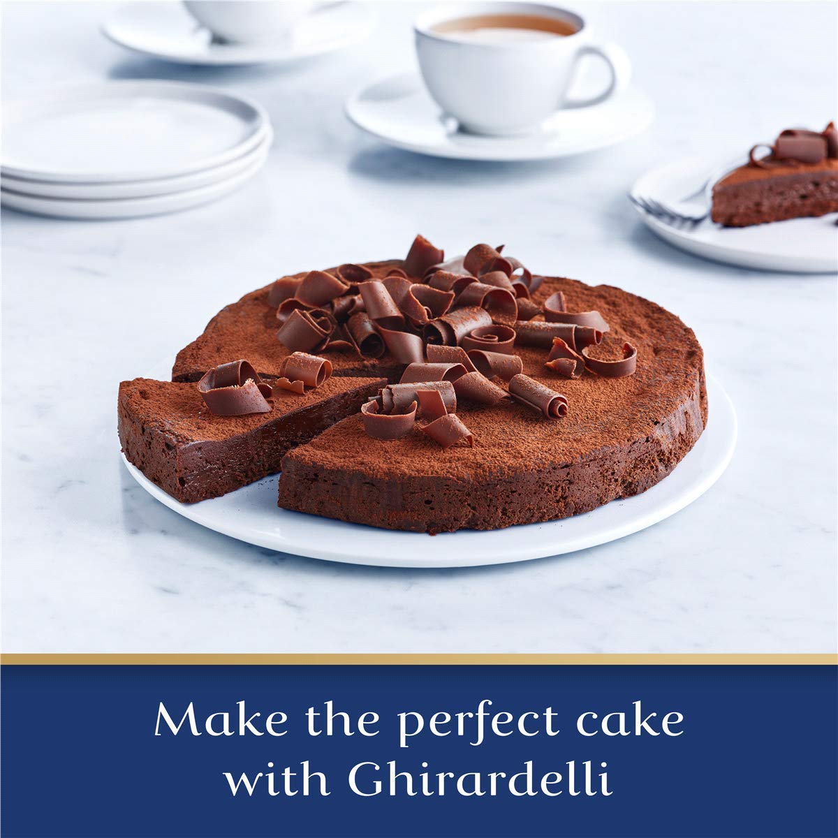 Ghirardelli melted chocolate texture shows silky drizzle for desserts