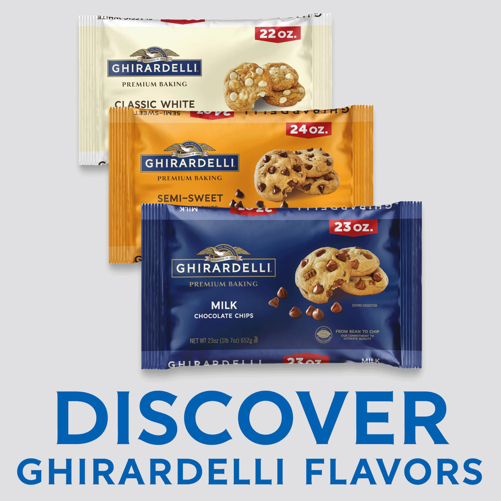 Ghirardelli bag on counter highlighting premium baking chips