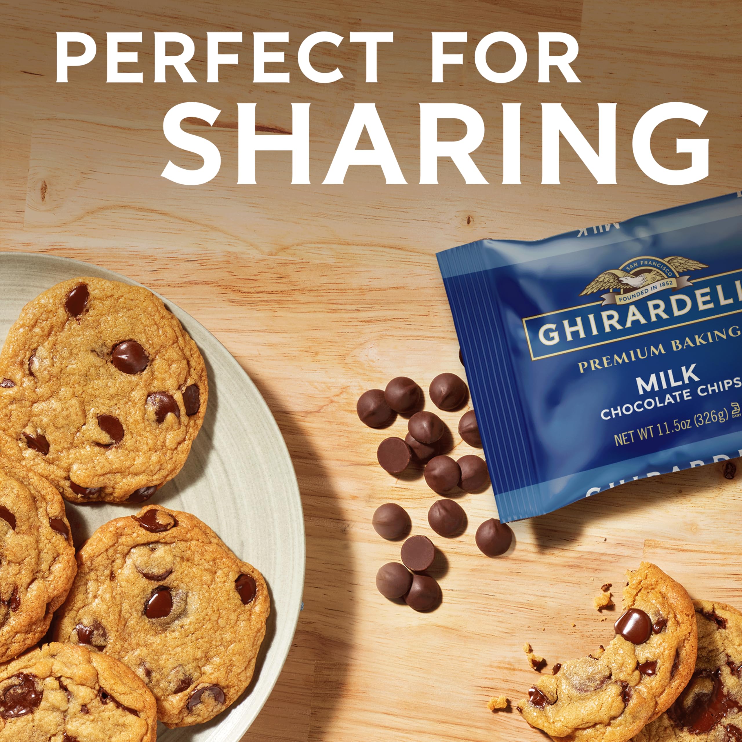 GHIRARDELLI milk chocolate chips in muffin batter for rich texture
