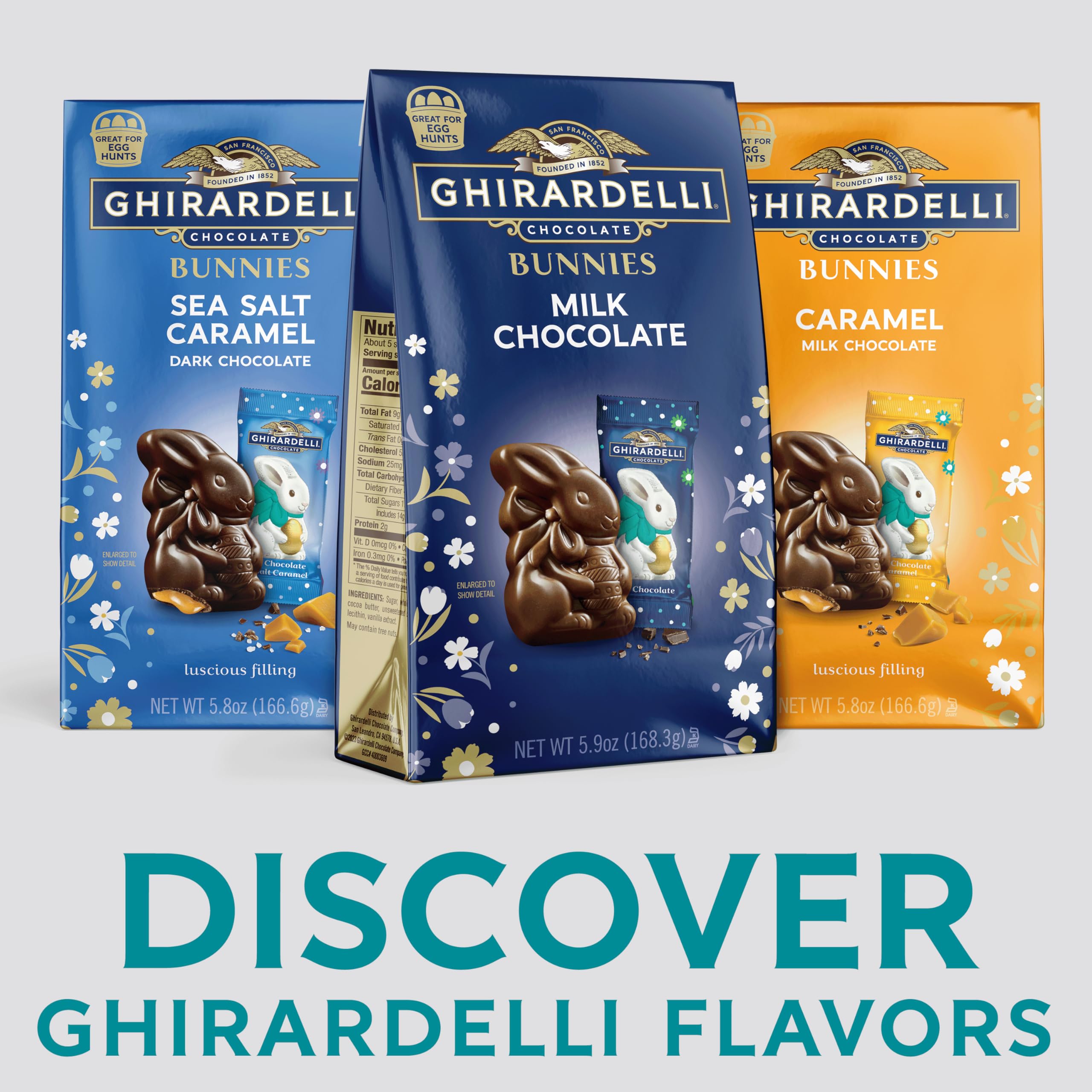 Ghirardelli Milk Chocolate Bunnies closeup showcases glossy finish and creamy texture