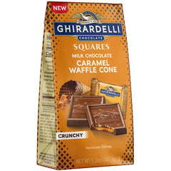 Ghirardelli Milk Chocolate Caramel Waffle Squares pack, ideal for sharing.