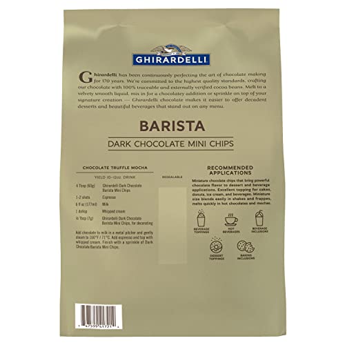 Ghirardelli mini chips in shakes and frappes for smooth blends.