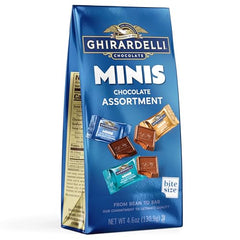 Ghirardelli Minis Dark Chocolate Sea Salt Caramel; bold contrast, great for celebrations.