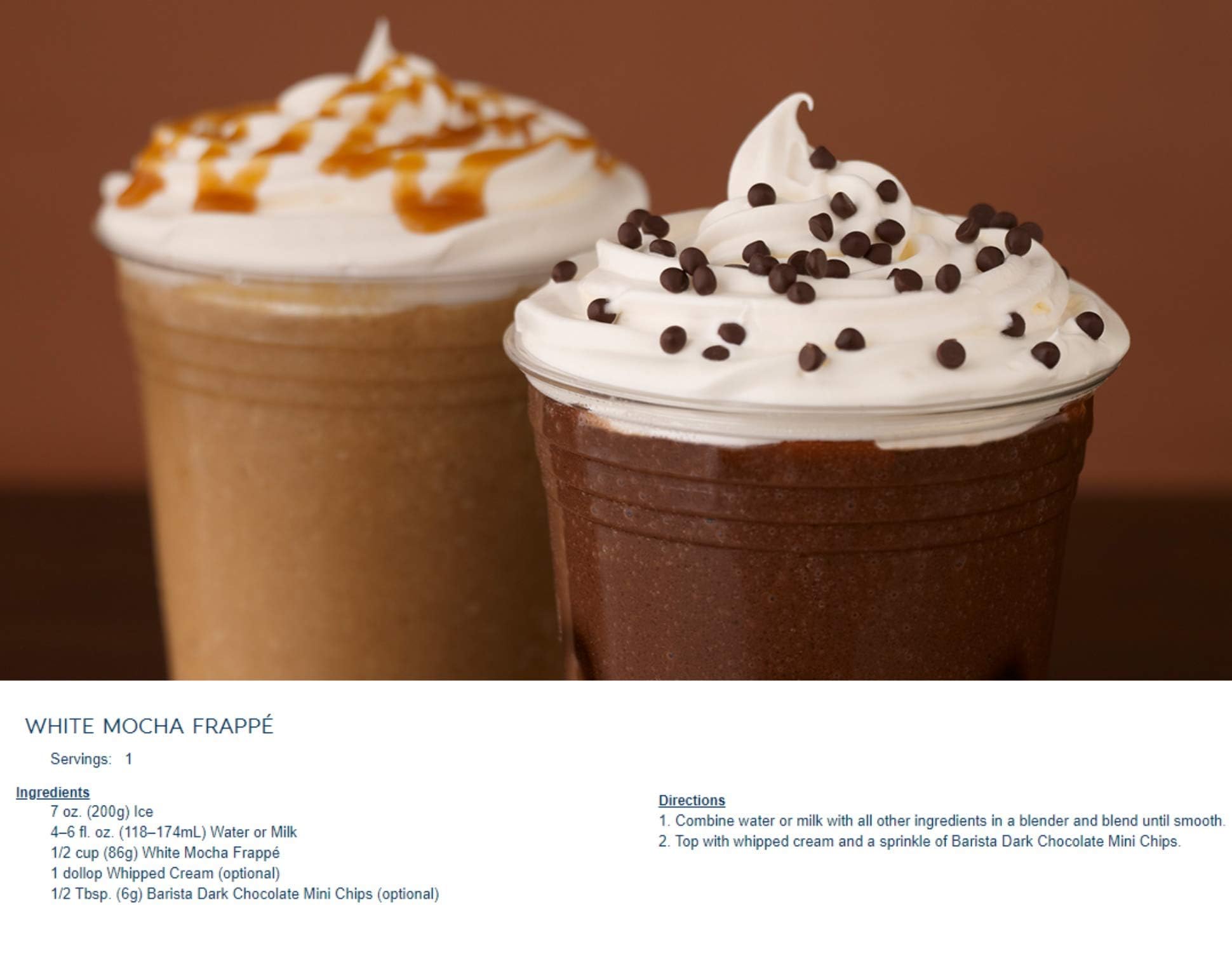 Ghirardelli Mocha Frappe powder with dairy blend for creamy texture