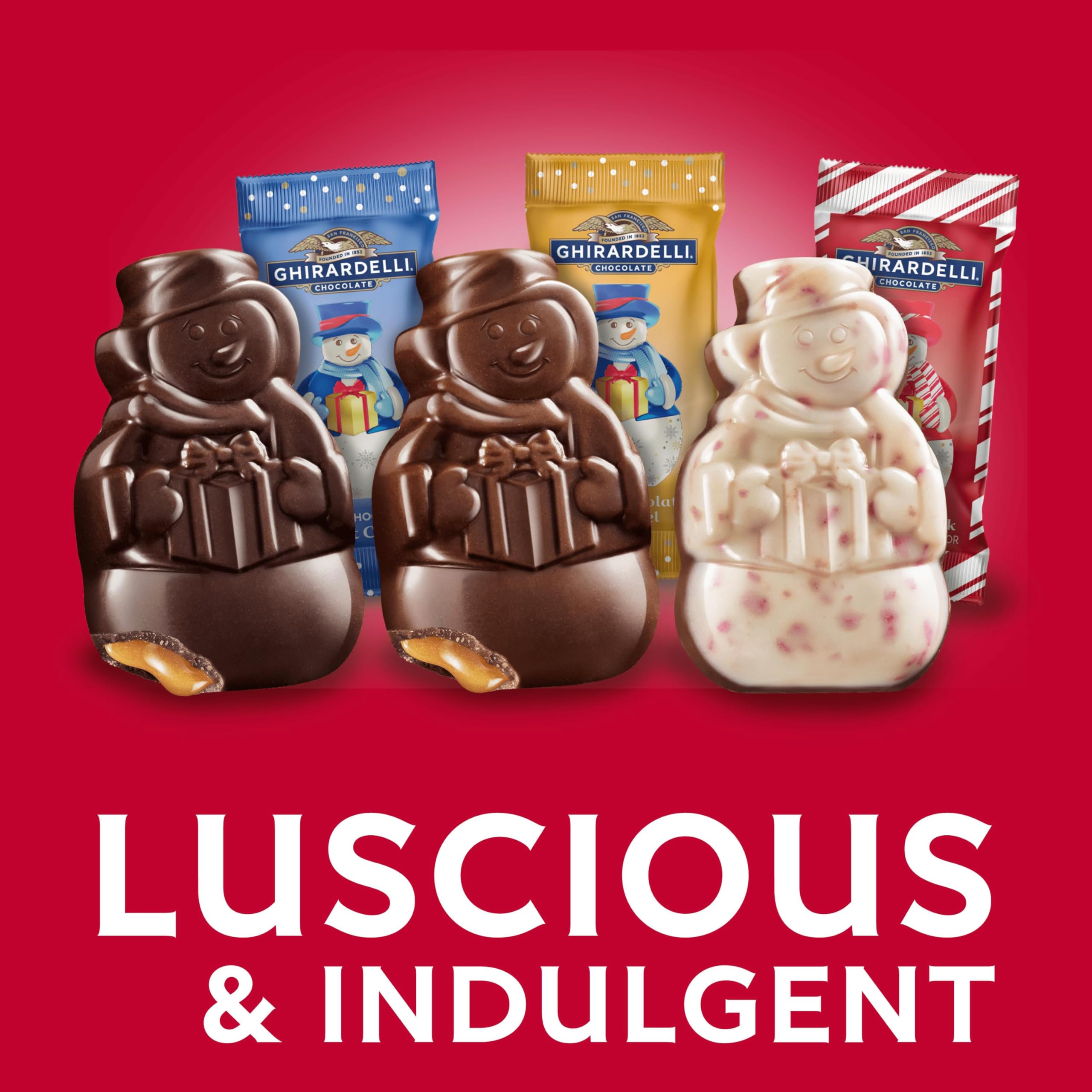 Ghirardelli peppermint bark snowman display for festive flavor