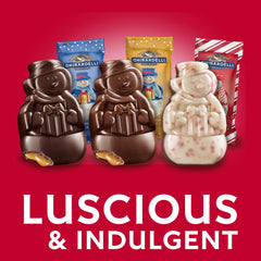 Ghirardelli peppermint bark snowman display for festive flavor
