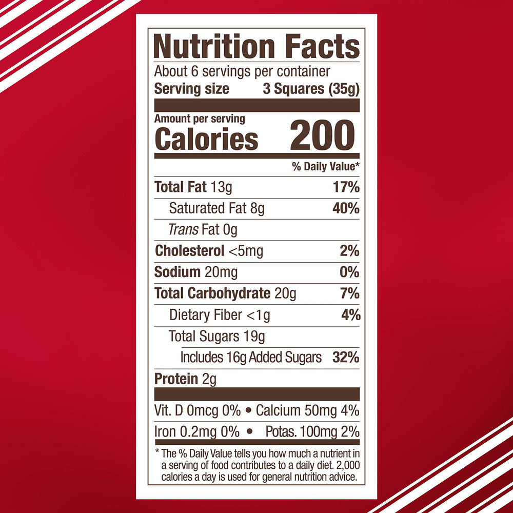 Close-up of Ghirardelli Peppermint Bark squares showing layered chocolate and peppermint