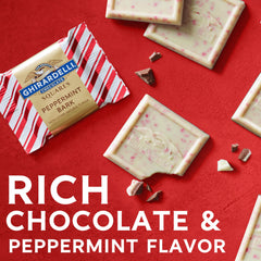 Ghirardelli Peppermint Bark squares arranged on a festive dish for sharing
