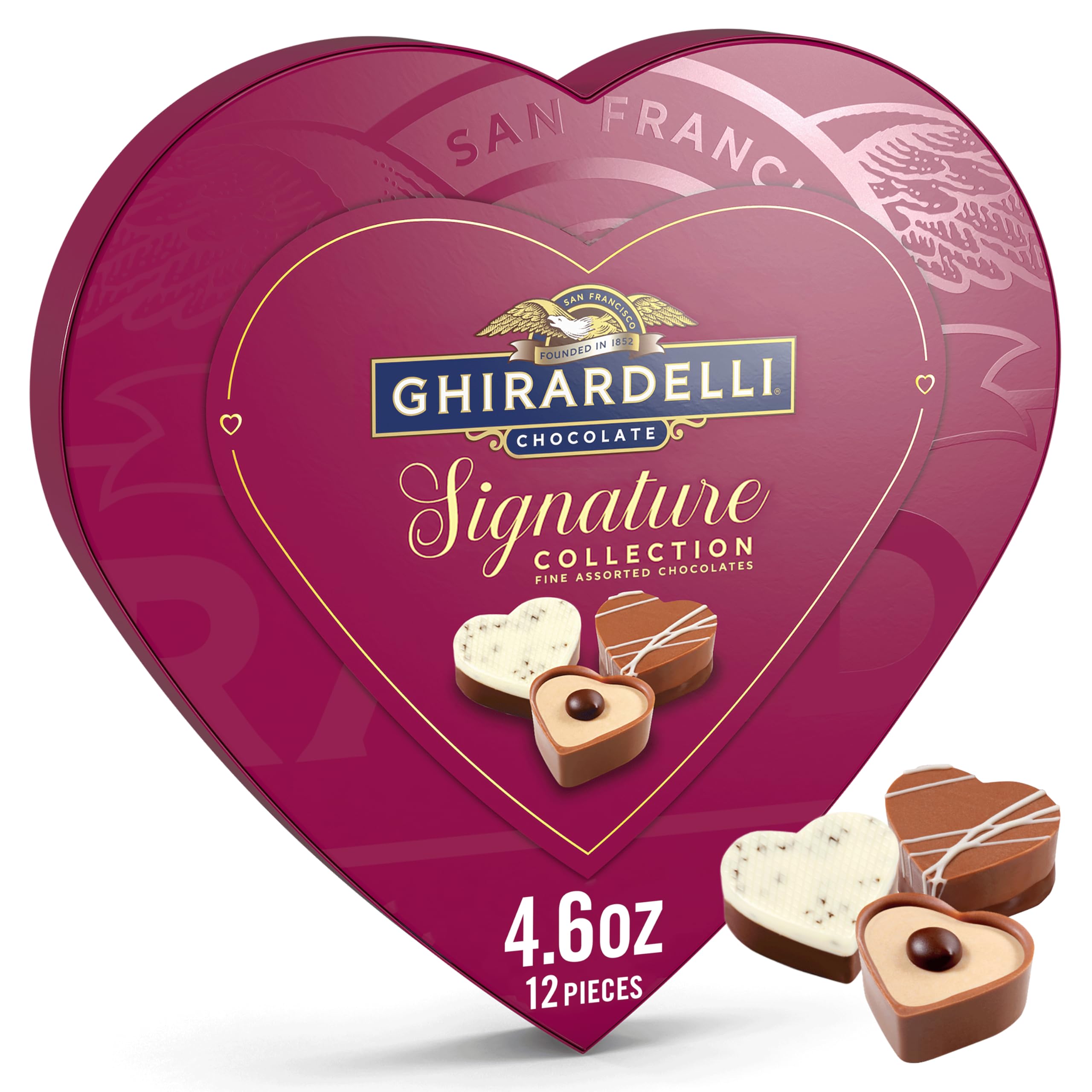 Ghirardelli praline shell detail, inviting a closer look at glossy chocolate coating.