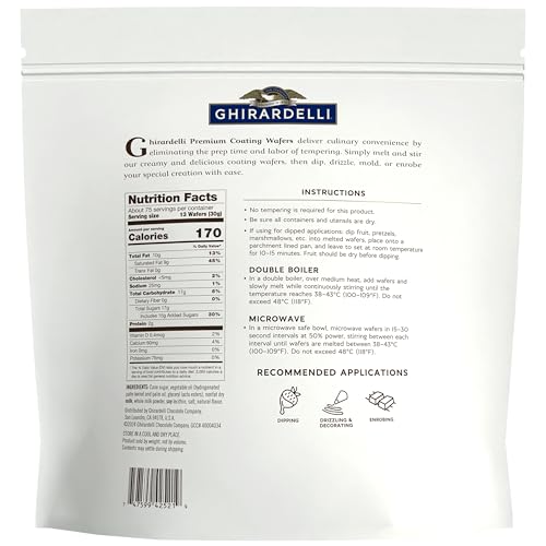 Ghirardelli Premium Dark Coating Wafers 5lb bag ideal for glossy chocolate coats.