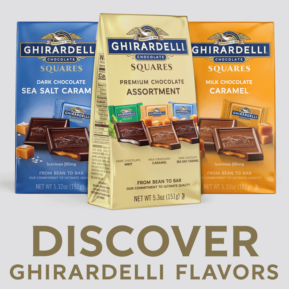 Ghirardelli Premium ingredients and cocoa beans showcased on packaging