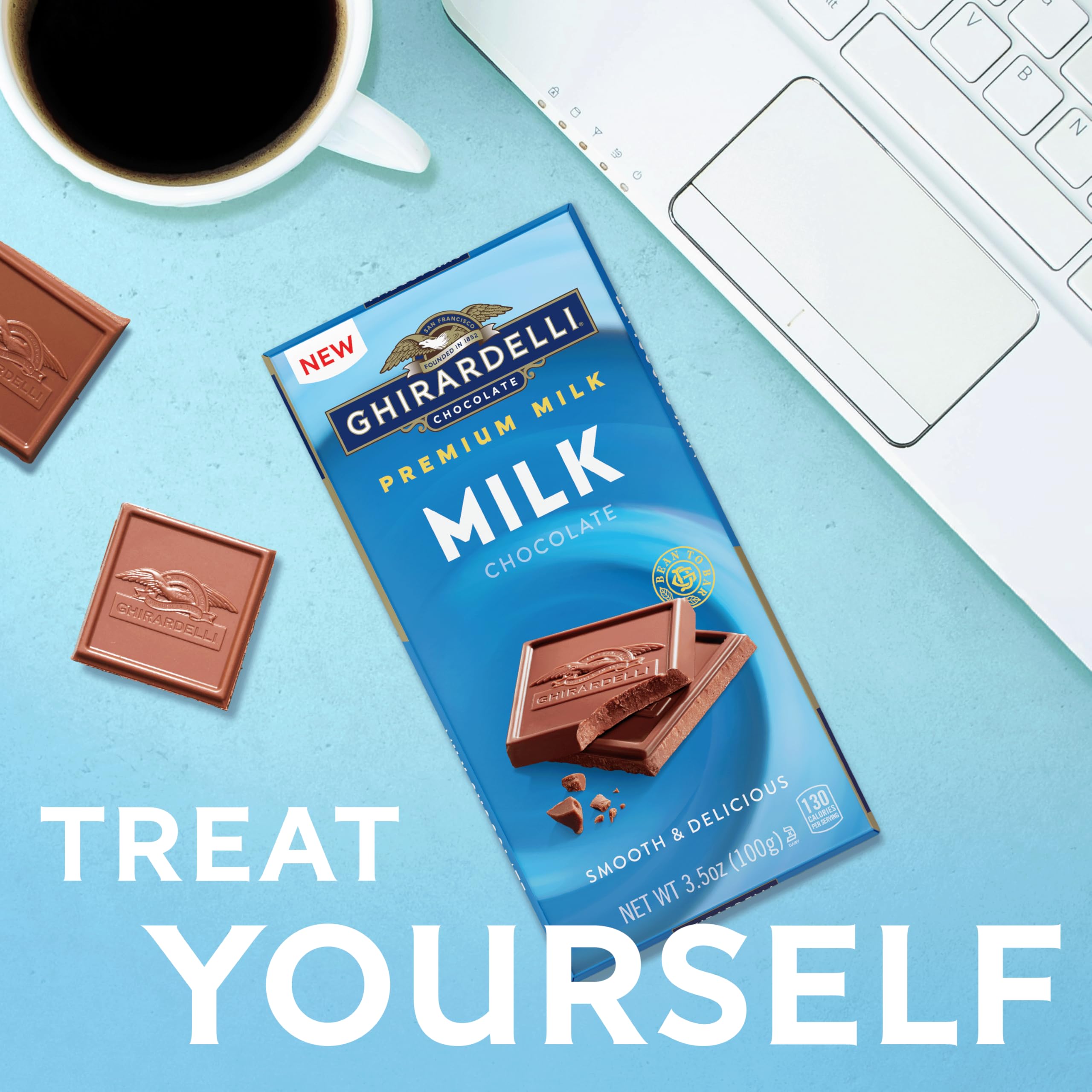 Kosher-certified seal on Ghirardelli Premium Milk Chocolate Bar.