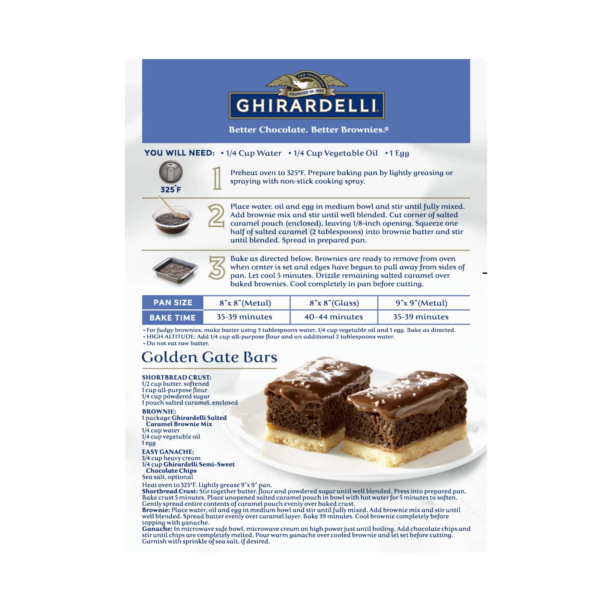 Ghirardelli Salted Caramel Premium Brownie Mix batter in oven, inviting aroma