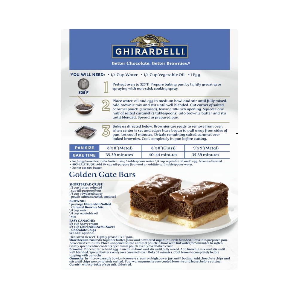 Ghirardelli Salted Caramel Premium Brownie Mix batter in oven, inviting aroma