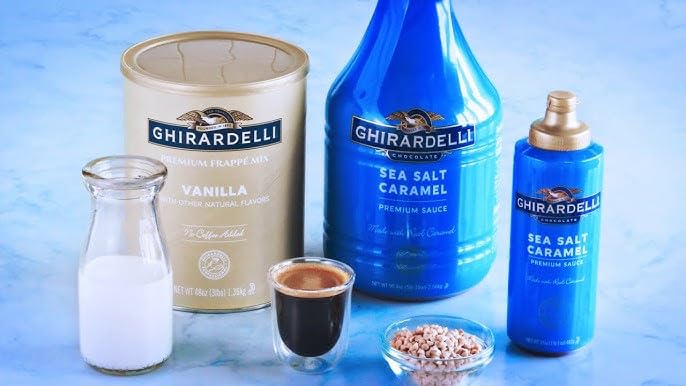 Ghirardelli packaging and label focus for a premium topping experience.
