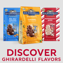 Ghirardelli wrapped snowmen close-up highlighting premium quality and sharing.