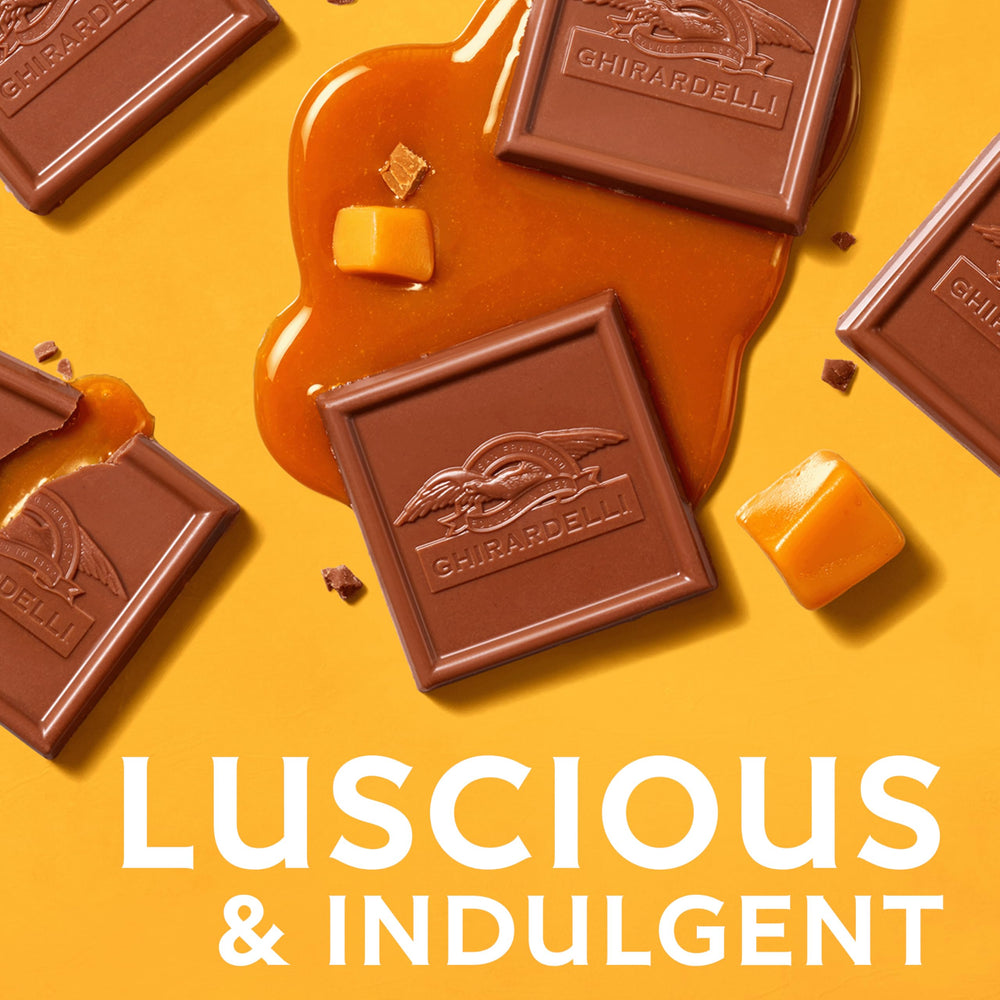 Ghirardelli Squares gift-ready packaging conveys premium luxury and celebration.