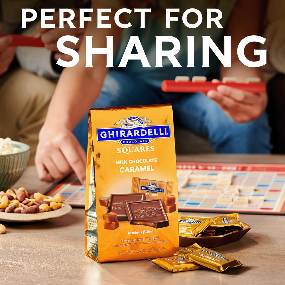 Ghirardelli individually wrapped squares facilitate sharing and storage.