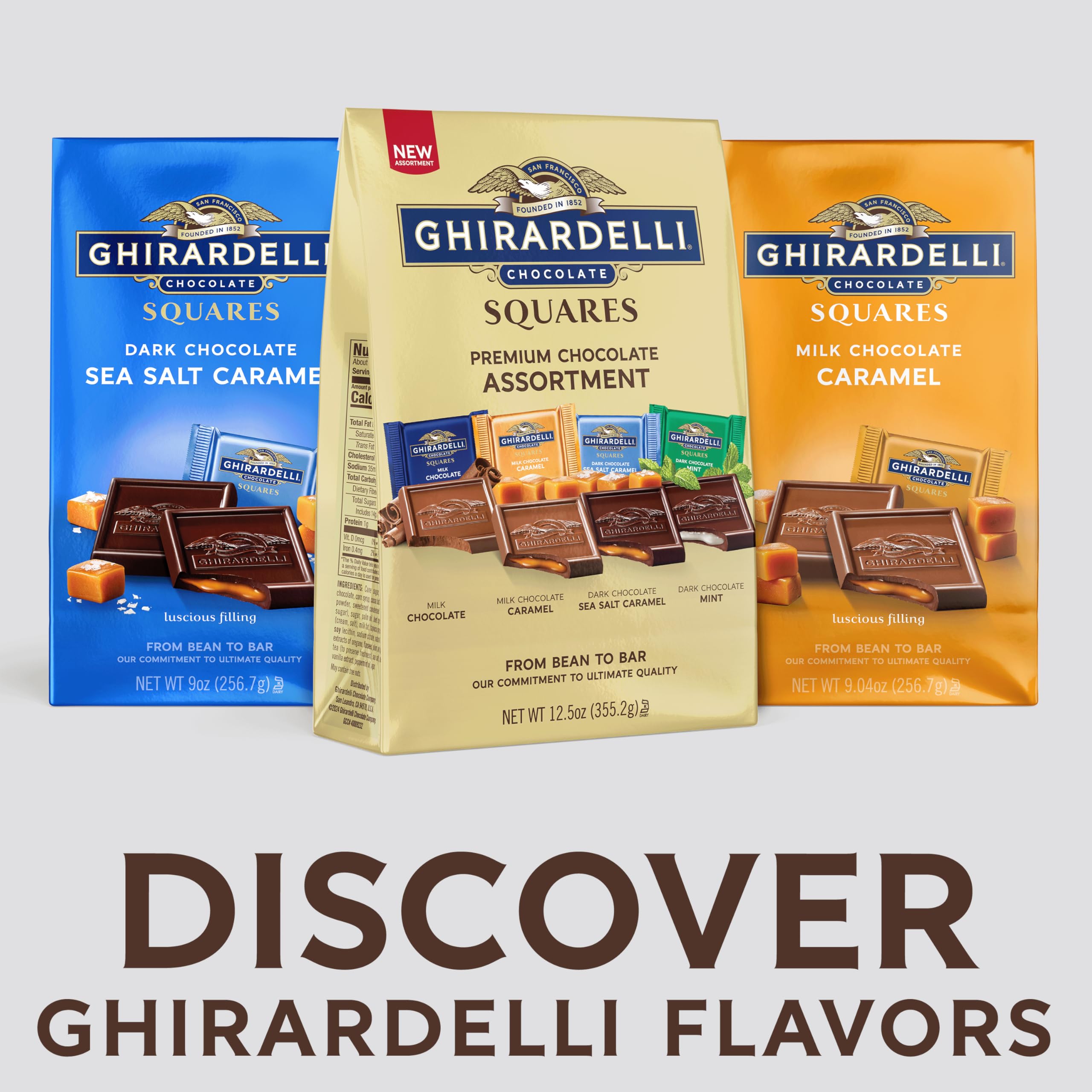 GHIRARDELLI milk caramel square — creamy center with caramel sweetness.