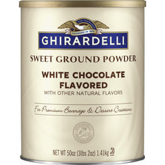 Ghirardelli Sweet Ground White Chocolate Flavor Powder canister for premium baking and beverages