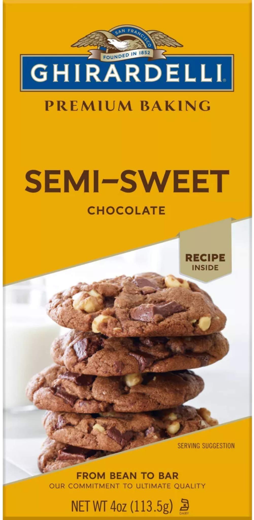 Ghirardelli USA-made chocolate bar showing quality from bean to bar