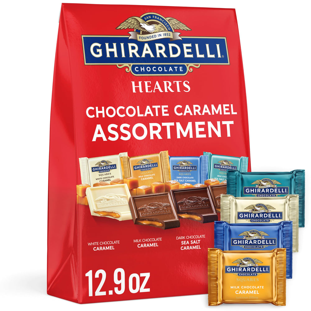 Ghirardelli white chocolate caramel square close-up, creamy center.