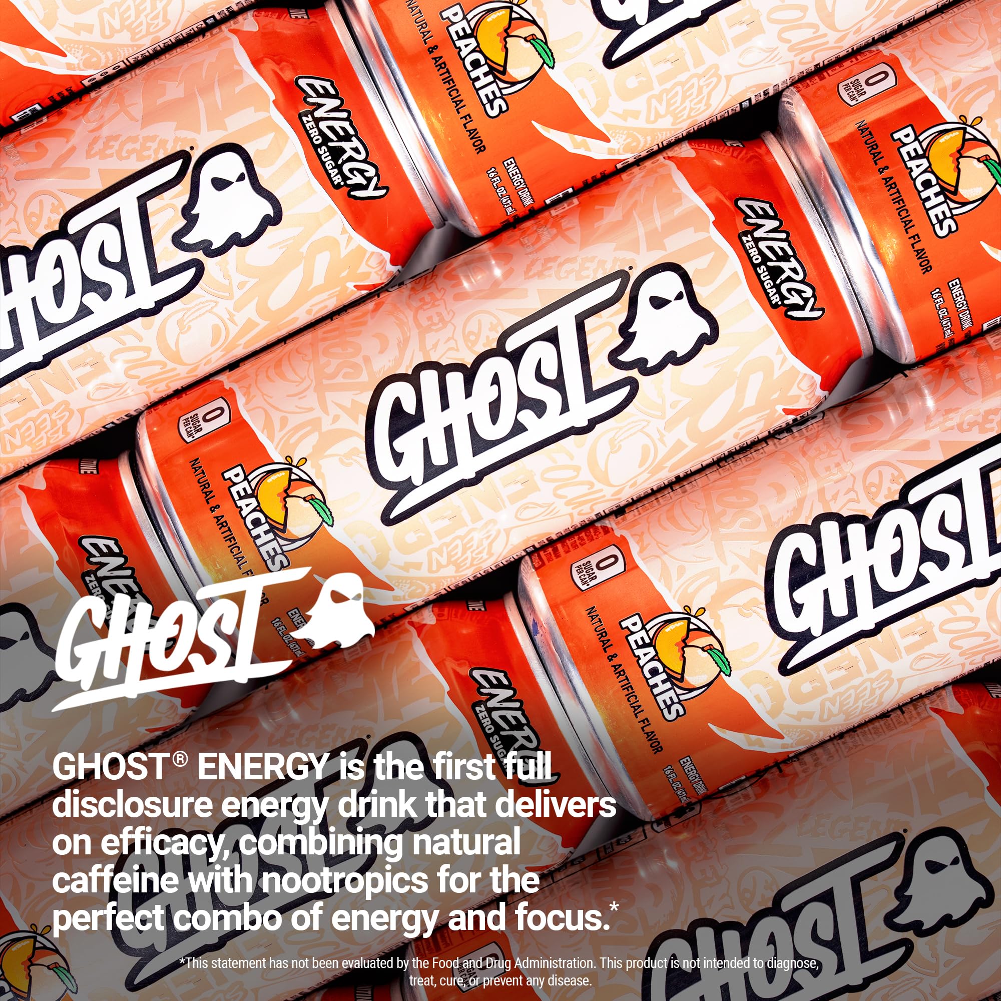 GHOST Energy Peach flavor can inspire focus during study or workouts.
