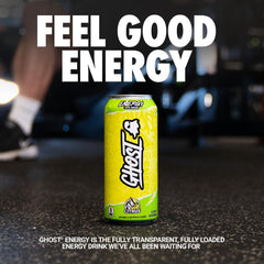 GHOST Energy Citrus 16oz can side, transparent ingredient disclosures for confidence.