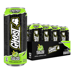 GHOST Energy Electric Limeade can, vibrant branding for quick energy boost