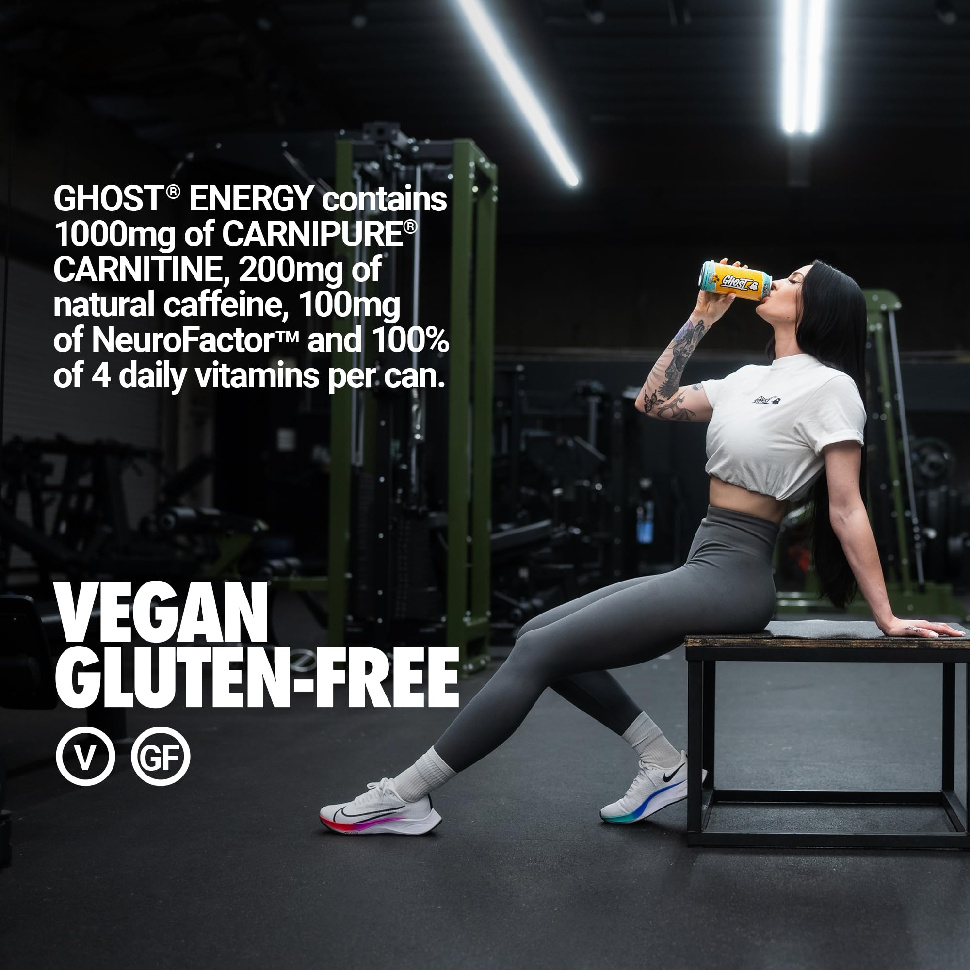 GHOST Energy over ice in a tall glass for a refreshing pick-me-up.