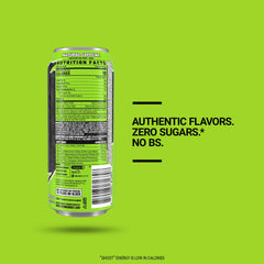 Close-up of GHOST Energy label showing transparent ingredients