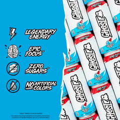 GHOST Merica Pop can side view with lime accent and vibrant color