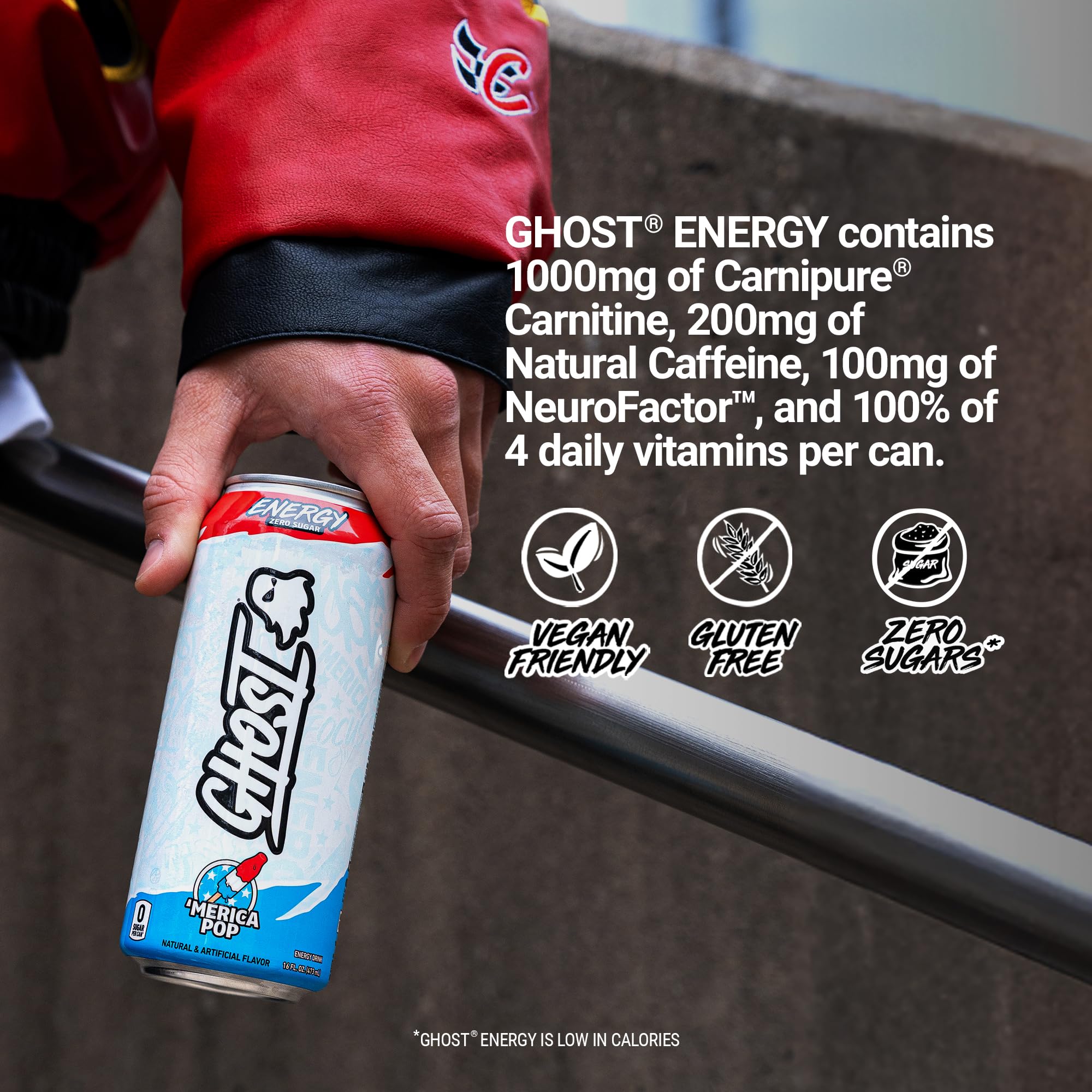 GHOST Merica Pop pour emphasizing refreshing fizz and taste