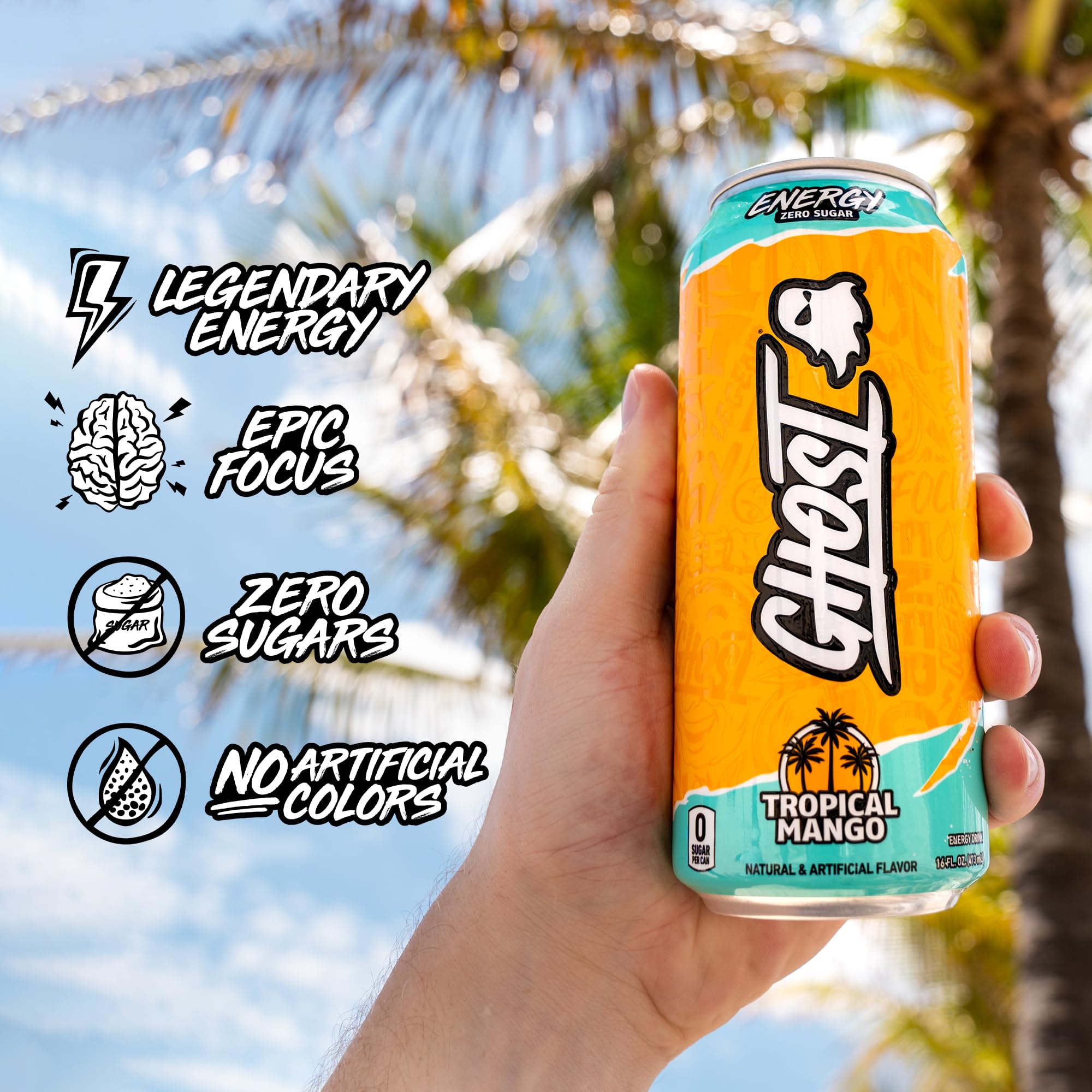 GHOST Energy transparent label closeup showing exact ingredient dosing.