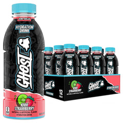 GHOST Hydration Kiwi Strawberry bottle view highlights refreshing flavor and on-the-go hydration