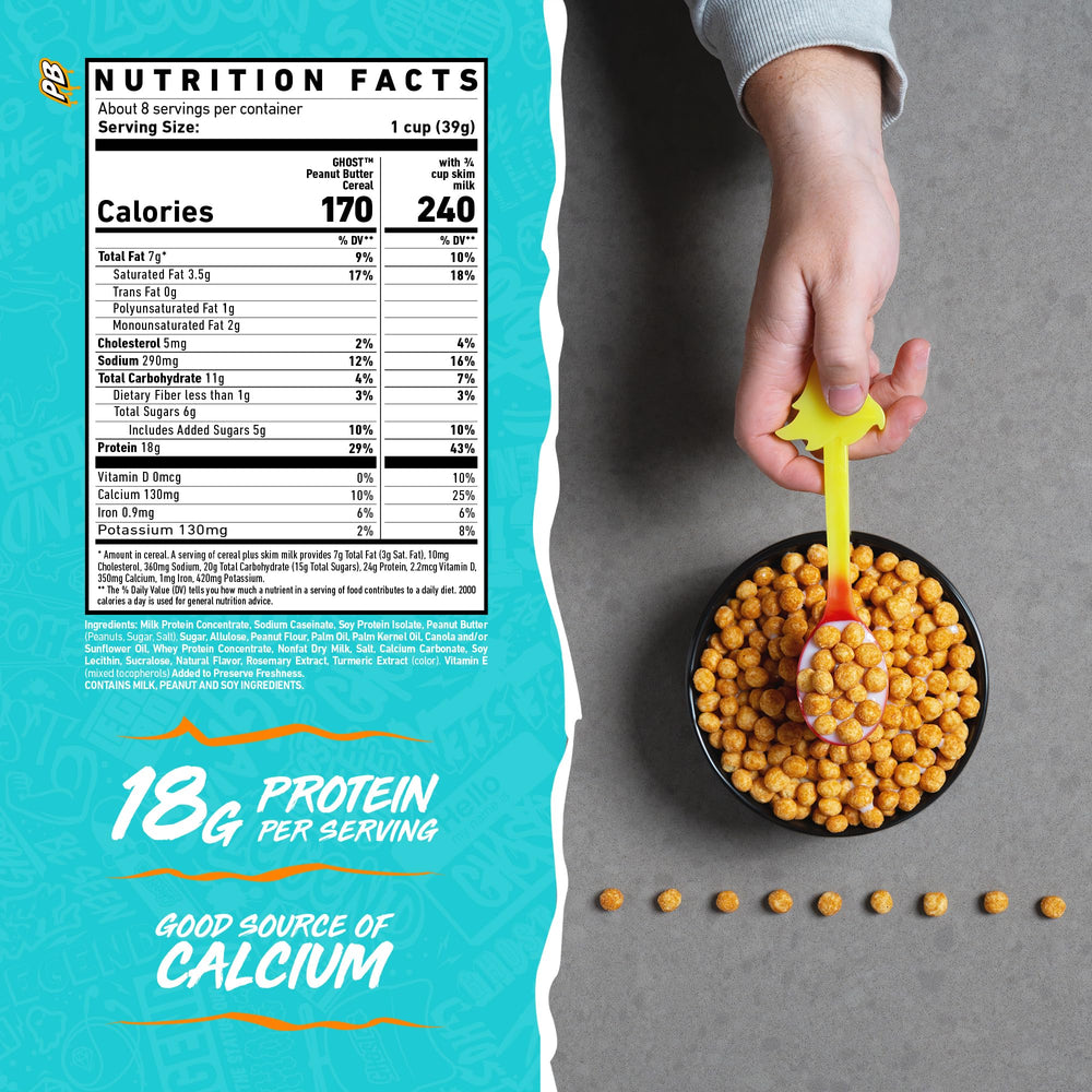 GHOST Protein Cereal 3-pack boxes shown for convenient macro-friendly mornings.