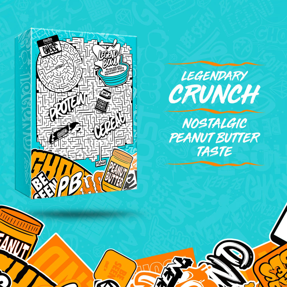 GHOST Protein Cereal crunchy puff texture close-up highlights satisfying bite.