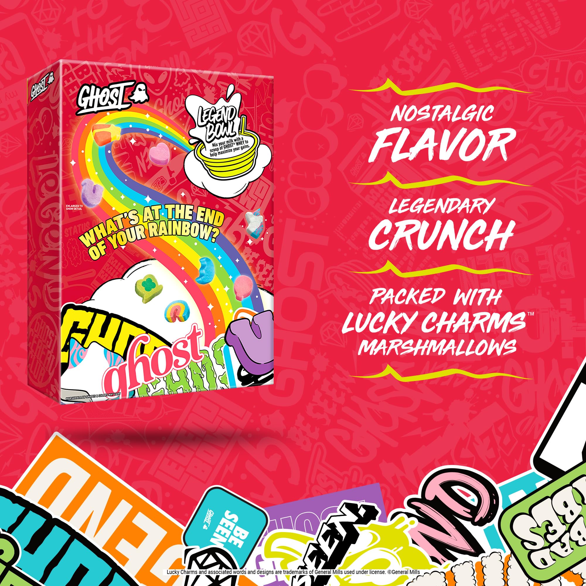 Ghost Protein Cereal packaging hero, premium look for active lifestyles.