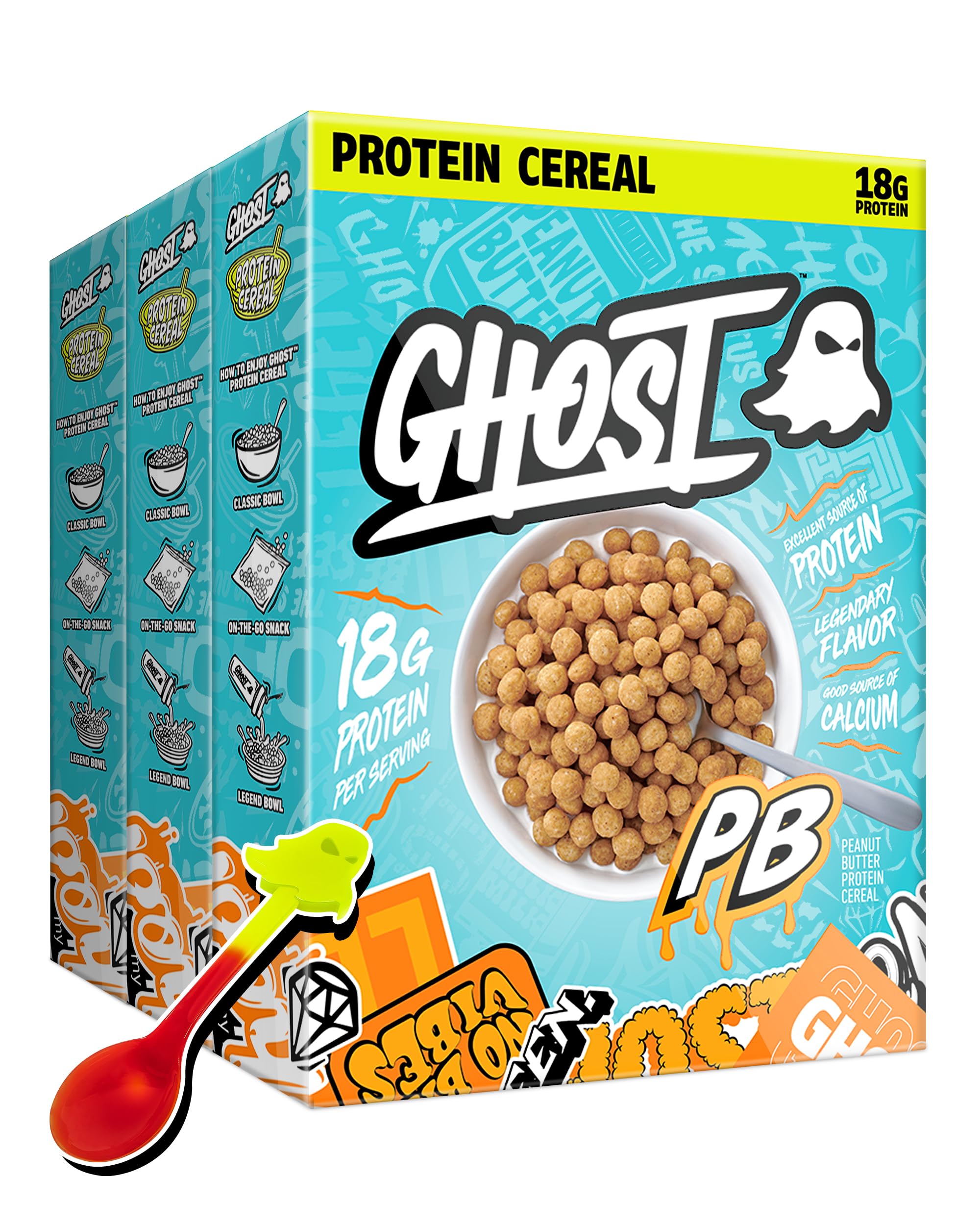 GHOST Protein Cereal Peanut Butter flavor serving bowl for a protein-boosting breakfast.