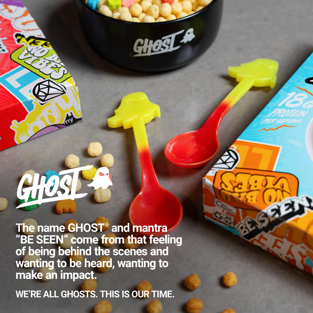 GHOST Protein Cereal snack-time serving with milk for quick energy.