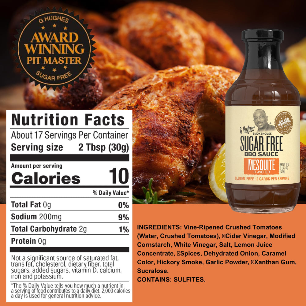G Hughes Carolina Style Sweet Heat BBQ bottle for backyard barbecues