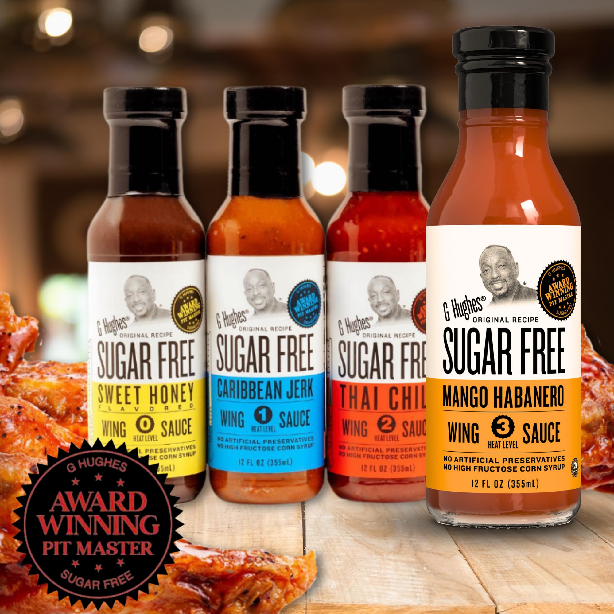 G Hughes product label closeup highlighting sugar-free and gluten-free features
