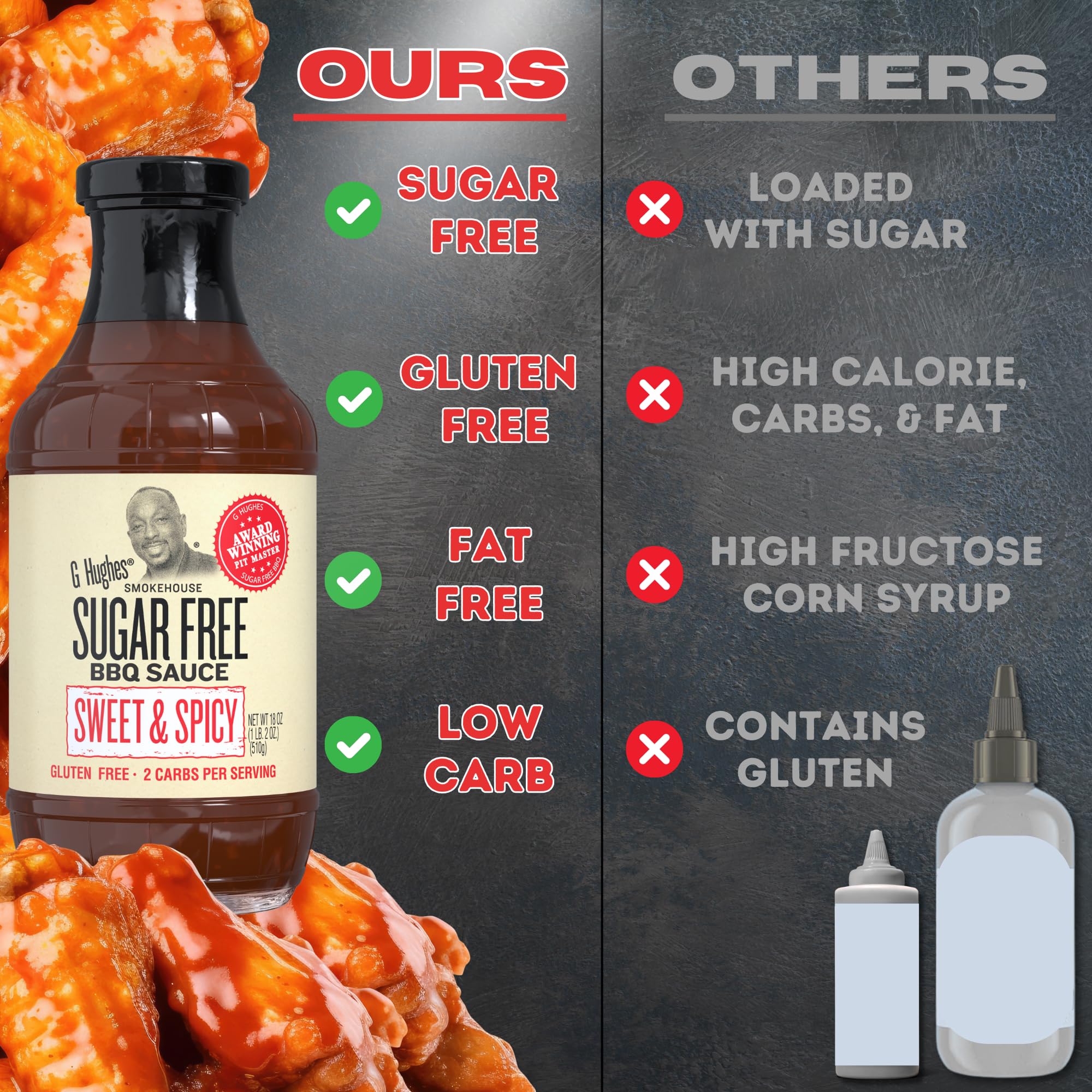 G Hughes mesquite sauce glaze on ribs with smoky aroma