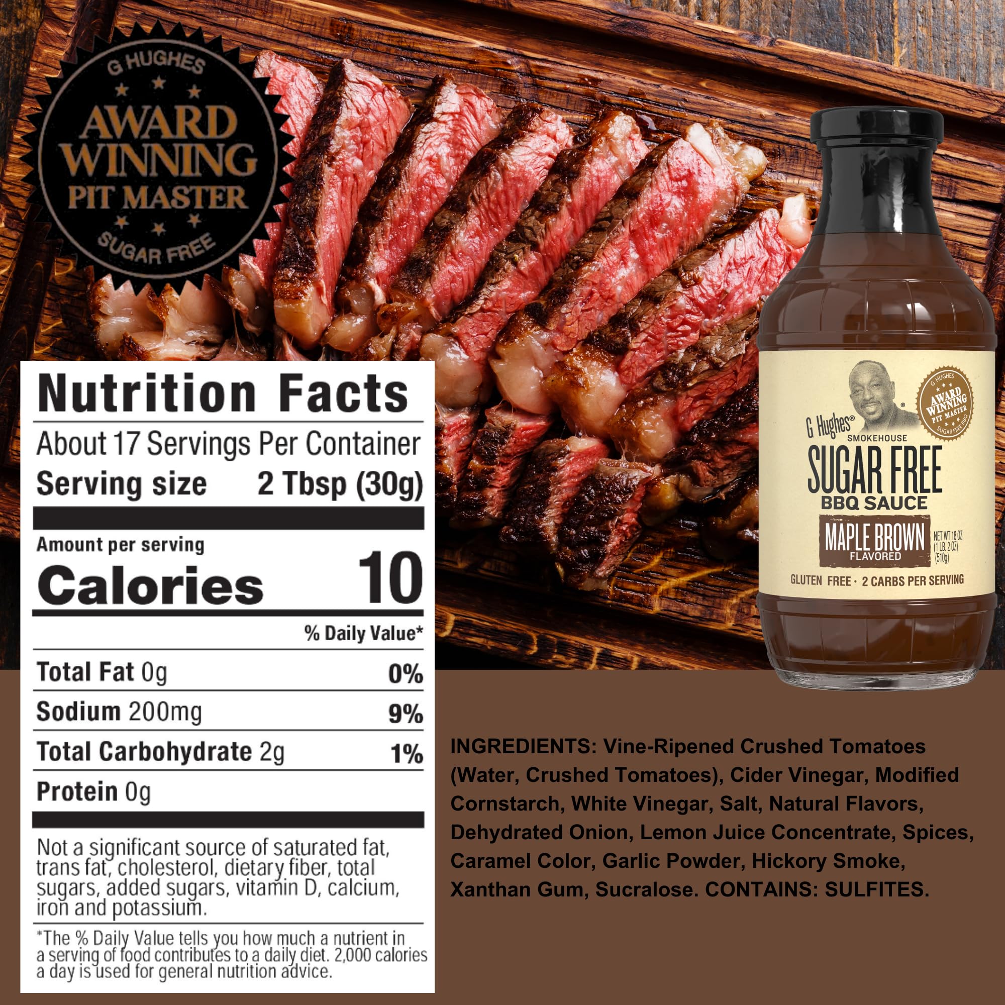 G Hughes Sugar Free BBQ Honey bottle perfect for a sweet glaze.