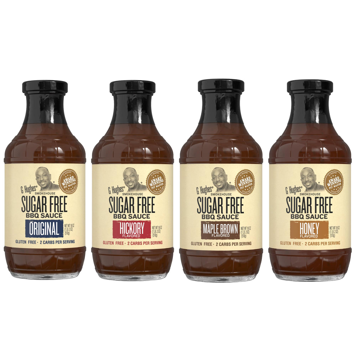 G Hughes Sugar Free BBQ Original bottle ready to glaze grilled meats.